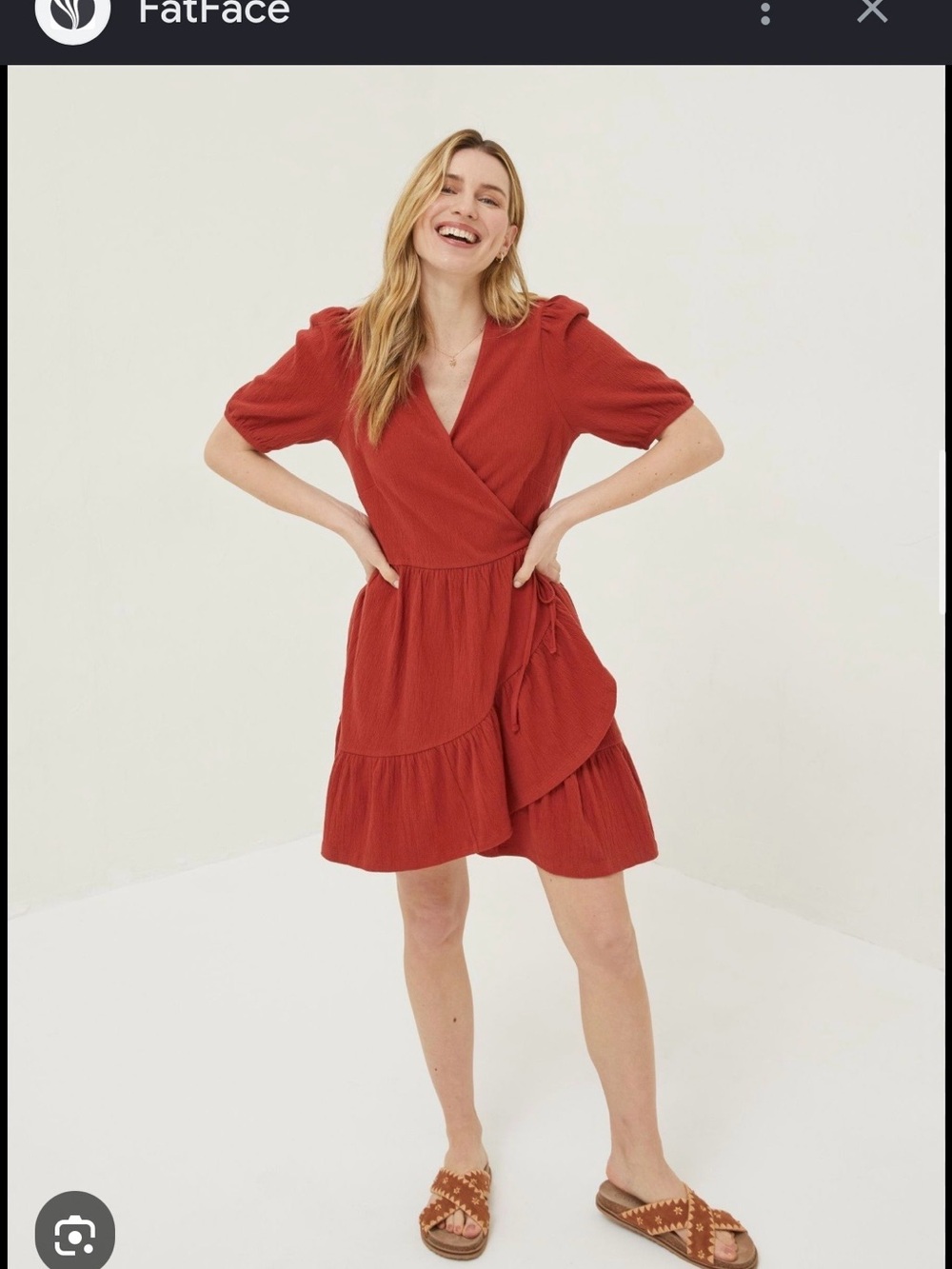 Fat Face Rust Red Wrap Tiered Mini Dress